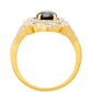 Inel din Argint 925 Placat cu Aur ( 3.48 grame ) cu Turmalină Neagră și Topaz Alb 2.07 Carate