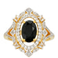 Inel din Argint 925 Placat cu Aur ( 3.48 grame ) cu Turmalină Neagră și Topaz Alb 2.07 Carate