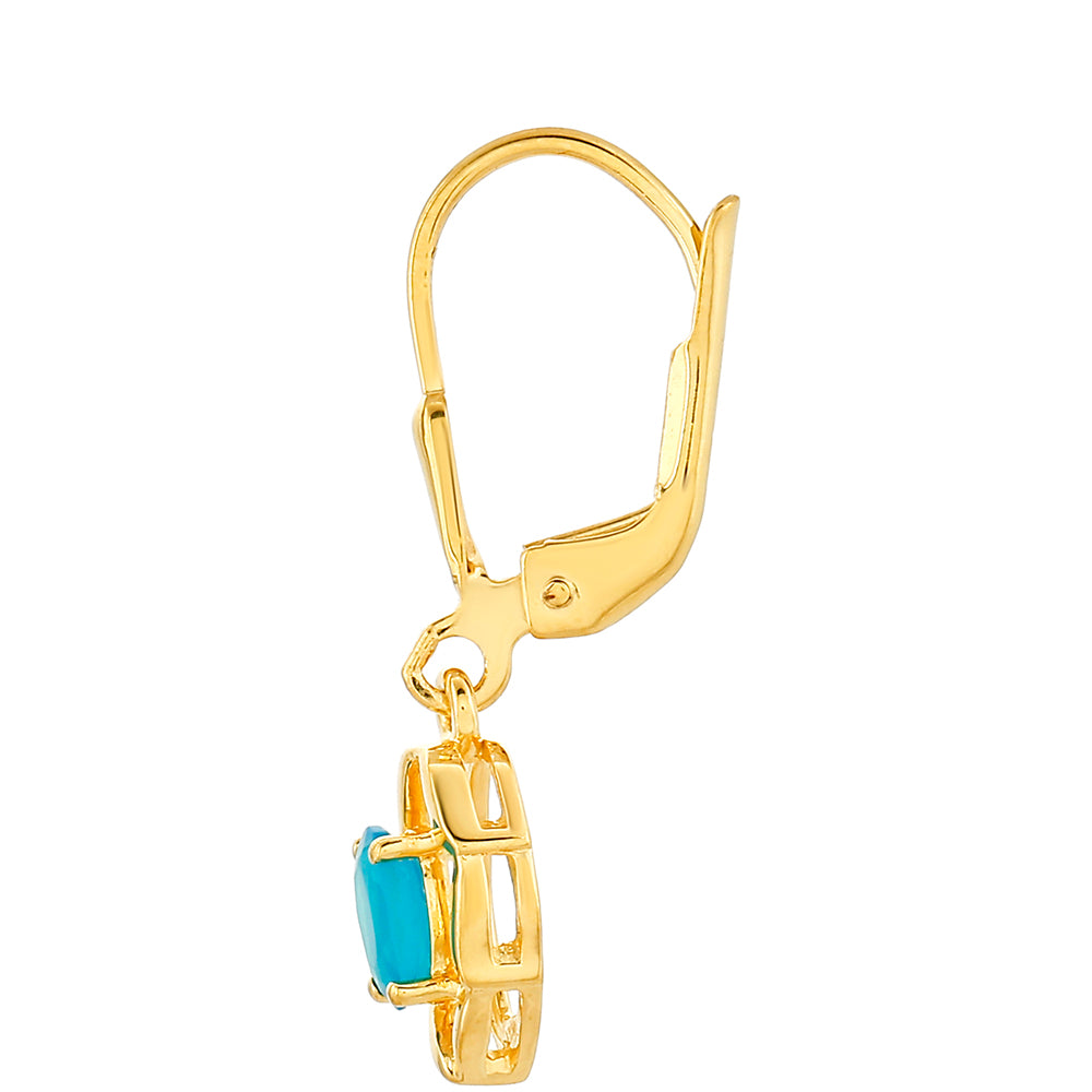 Cercei din Argint 925 Placat cu Aur ( 1.65 grame ) cu Opal Albastru Etiopian Paraiba 0.28 Carate 2 