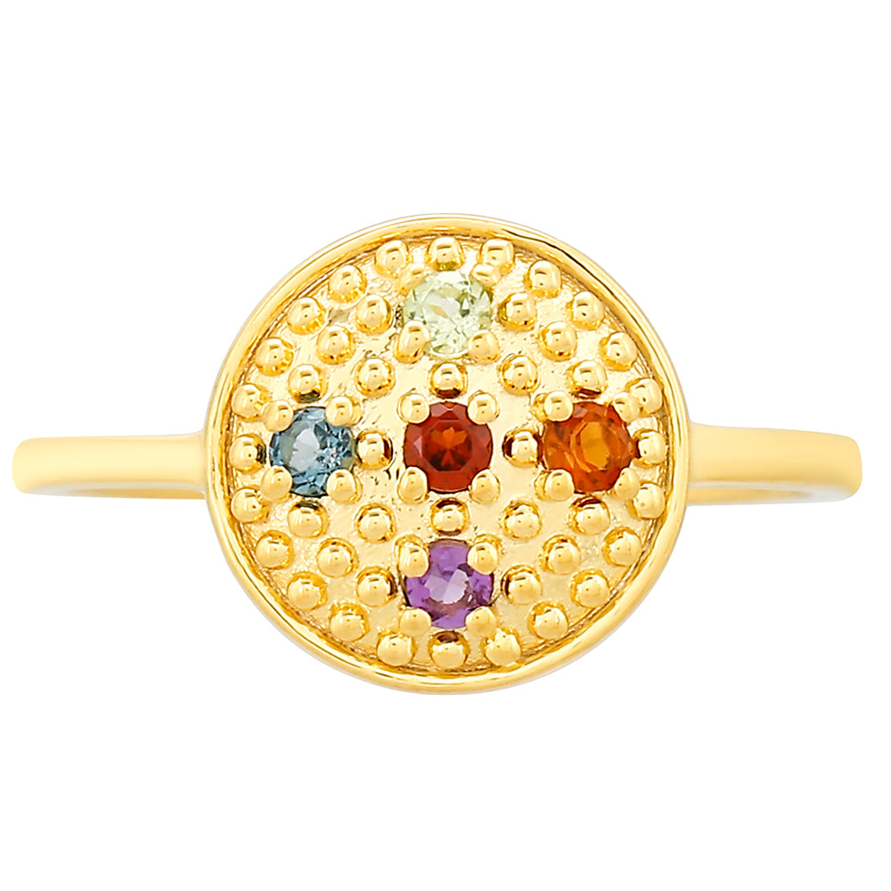 Inel din Argint 925 Placat cu Aur ( 1.77 grame ) cu Ametist și Citrin Madeira 0.2 Carate 1 