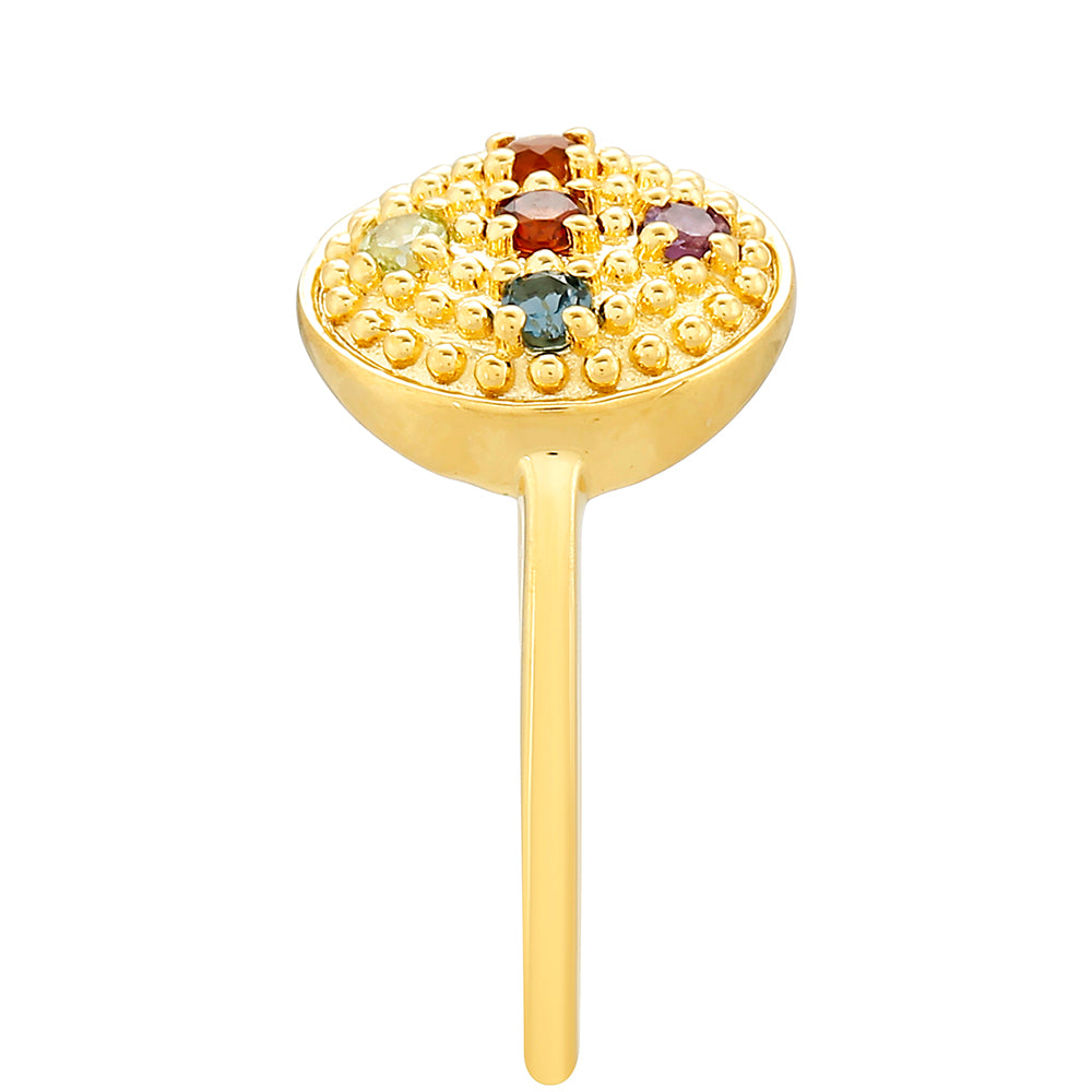 Inel din Argint 925 Placat cu Aur ( 1.77 grame ) cu Ametist și Citrin Madeira 0.2 Carate 3 