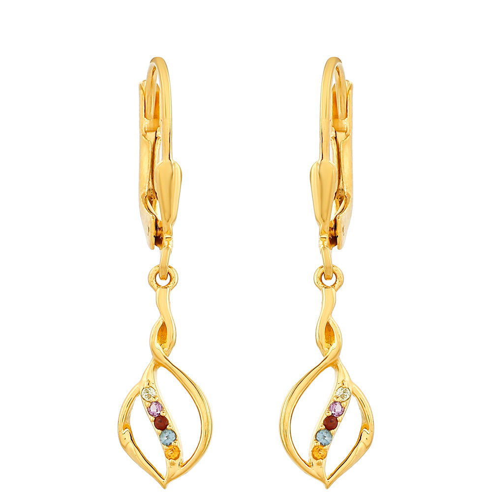 Cercei din Argint 925 Placat cu Aur ( 1.38 grame ) cu Ametist și Citrin 0.06 Carate