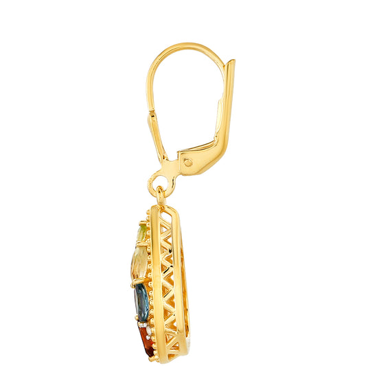 Cercei din Argint 925 Placat cu Aur ( 3.45 grame ) cu Ametist și Citrin 1.48 Carate