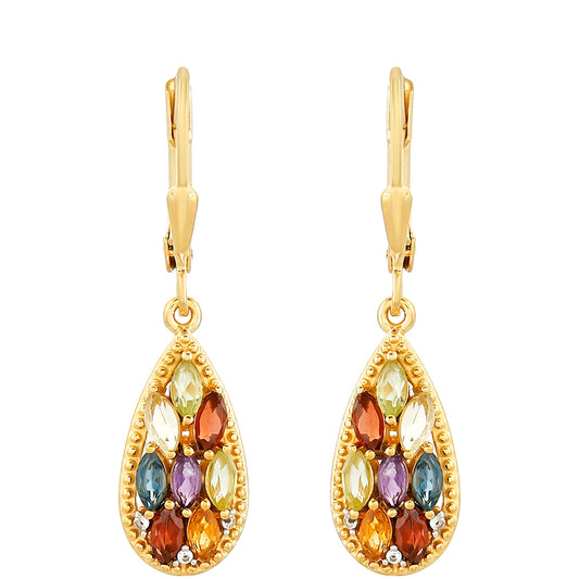 Cercei din Argint 925 Placat cu Aur ( 3.45 grame ) cu Ametist și Citrin 1.48 Carate