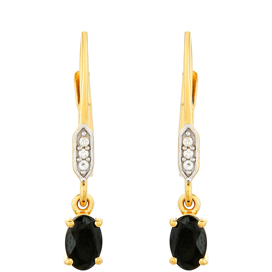 Cercei din Argint 925 Placat cu Aur ( 1.43 grame ) cu Turmalină Neagră și Topaz Alb 0.96 Carate