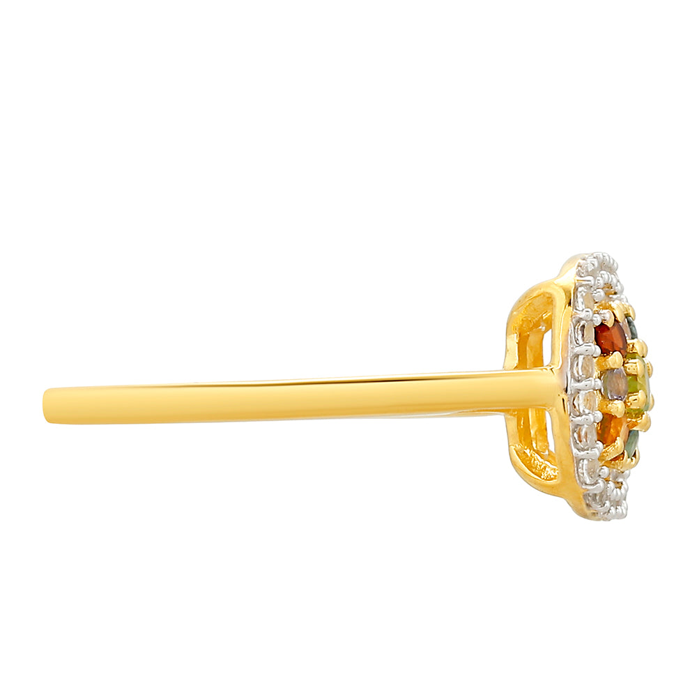 Inel din Argint 925 Placat cu Aur ( 1.97 grame ) cu Tanzanit și Citrin Madeira 0.53 Carate 2 