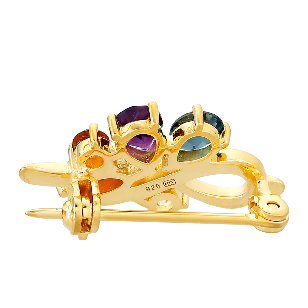 Broşă din Argint 925 Placat cu Aur ( 1.93 grame ) cu Ametist și Citrin Madeira 1.16 Carate 2 