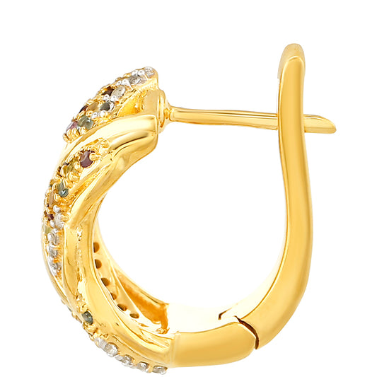 Cercei din Argint 925 Placat cu Aur ( 6.04 grame ) cu Ametist și Citrin 0.67 Carate