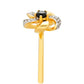 Inel din Argint 925 Placat cu Aur ( 2.58 grame ) cu Turmalină Neagră și Topaz Alb 0.31 Carate