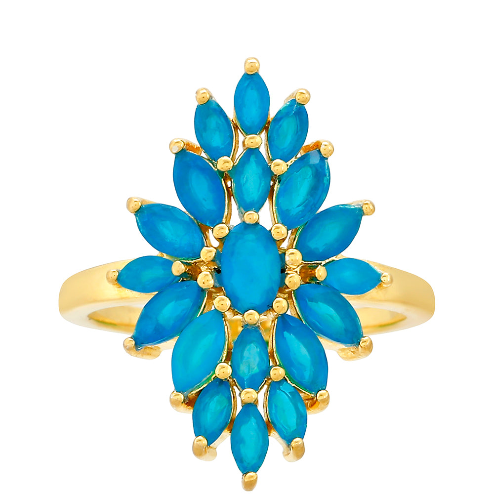 Inel din Argint 925 Placat cu Aur ( 3.27 grame ) cu Opal Albastru Etiopian Paraiba 1.32 Carate 1 