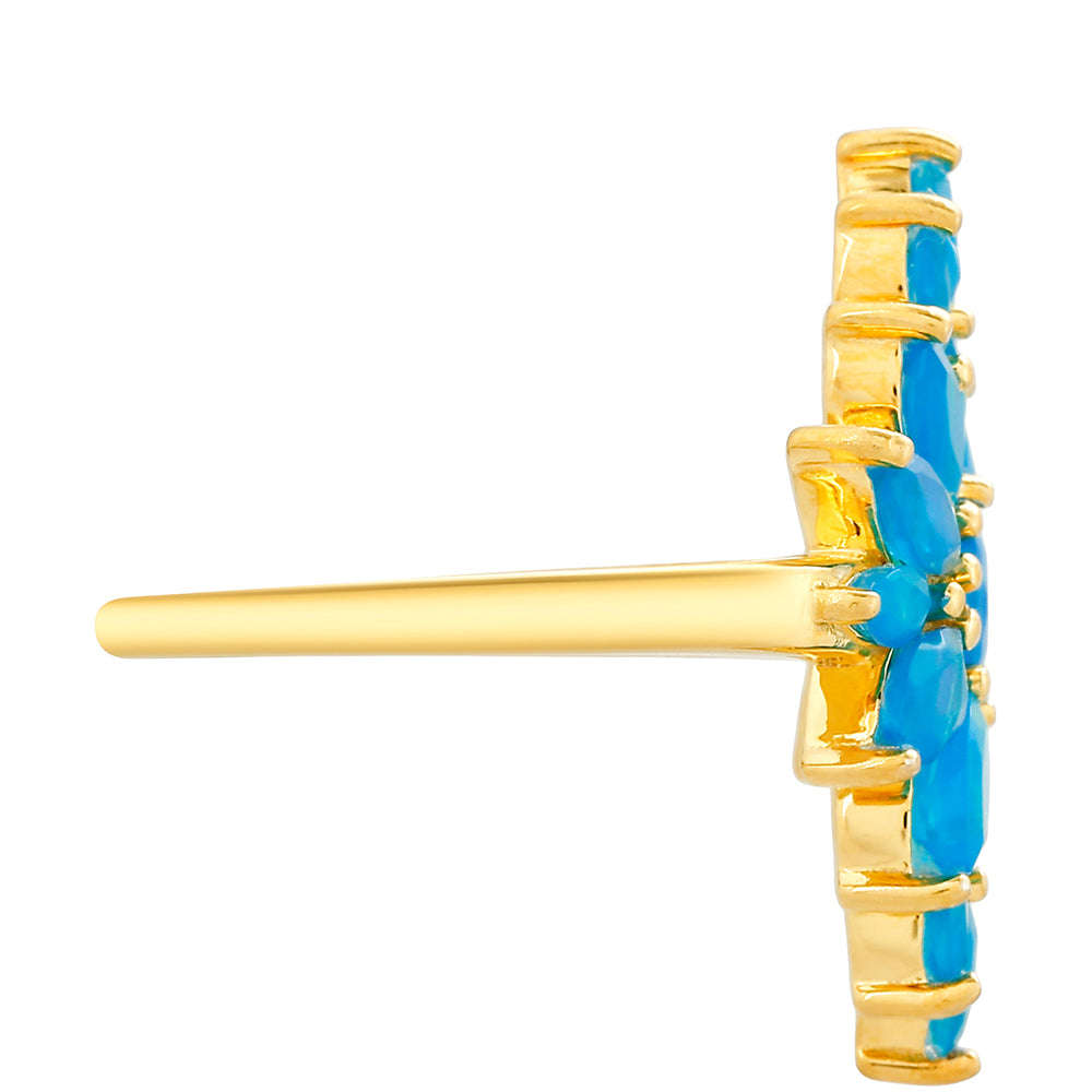 Inel din Argint 925 Placat cu Aur ( 3.27 grame ) cu Opal Albastru Etiopian Paraiba 1.32 Carate 2 