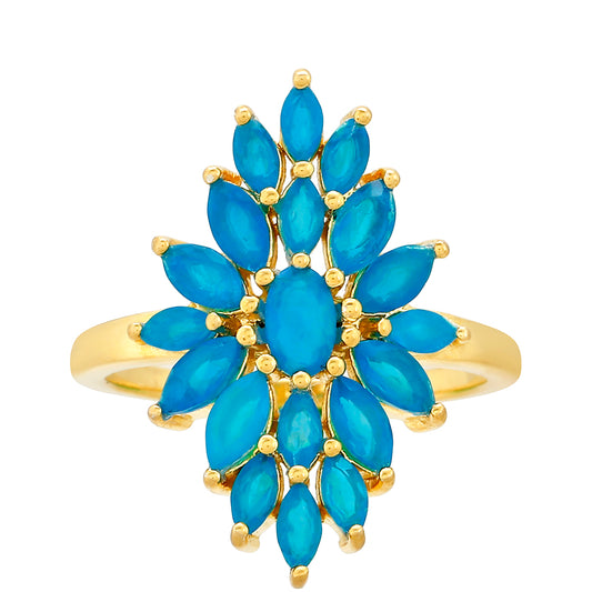 Inel din Argint 925 Placat cu Aur ( 3.27 grame ) cu Opal Albastru Etiopian Paraiba 1.32 Carate