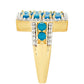 Inel din Argint 925 Placat cu Aur ( 4.55 grame ) cu Opal Albastru Etiopian Paraiba și Topaz Alb 1.38 Carate