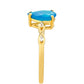 Inel din Argint 925 Placat cu Aur ( 1.86 grame ) cu Opal Albastru Etiopian Paraiba și Topaz Alb 0.82 Carate