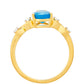Inel din Argint 925 Placat cu Aur ( 1.86 grame ) cu Opal Albastru Etiopian Paraiba și Topaz Alb 0.82 Carate