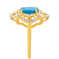 Inel din Argint 925 Placat cu Aur ( 2.78 grame ) cu Opal Albastru Etiopian Paraiba și Topaz Alb 1.29 Carate