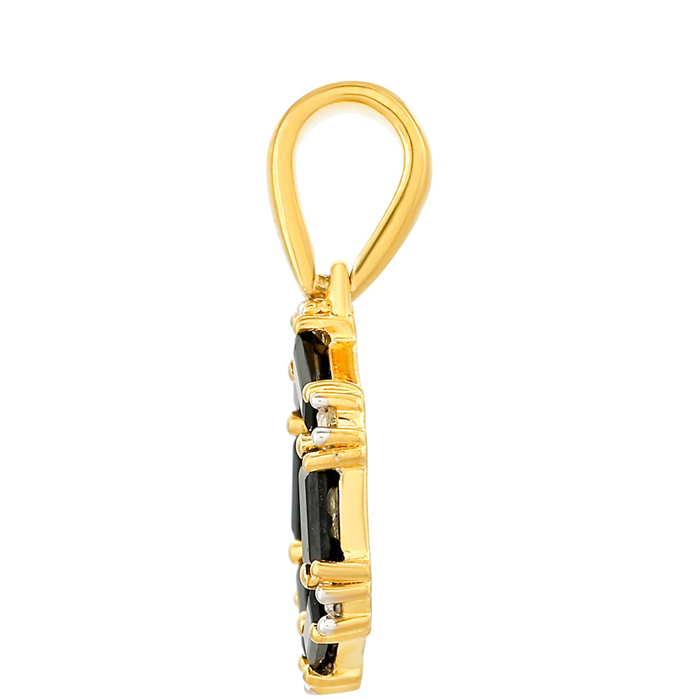 Pandantiv din Argint 925 Placat cu Aur ( 1.2 grame ) cu Turmalină Neagră și Topaz Alb 1.06 Carate