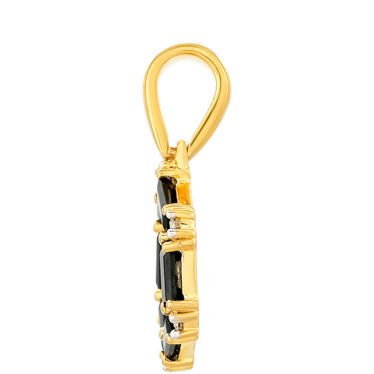 Pandantiv din Argint 925 Placat cu Aur ( 1.2 grame ) cu Turmalină Neagră și Topaz Alb 1.06 Carate