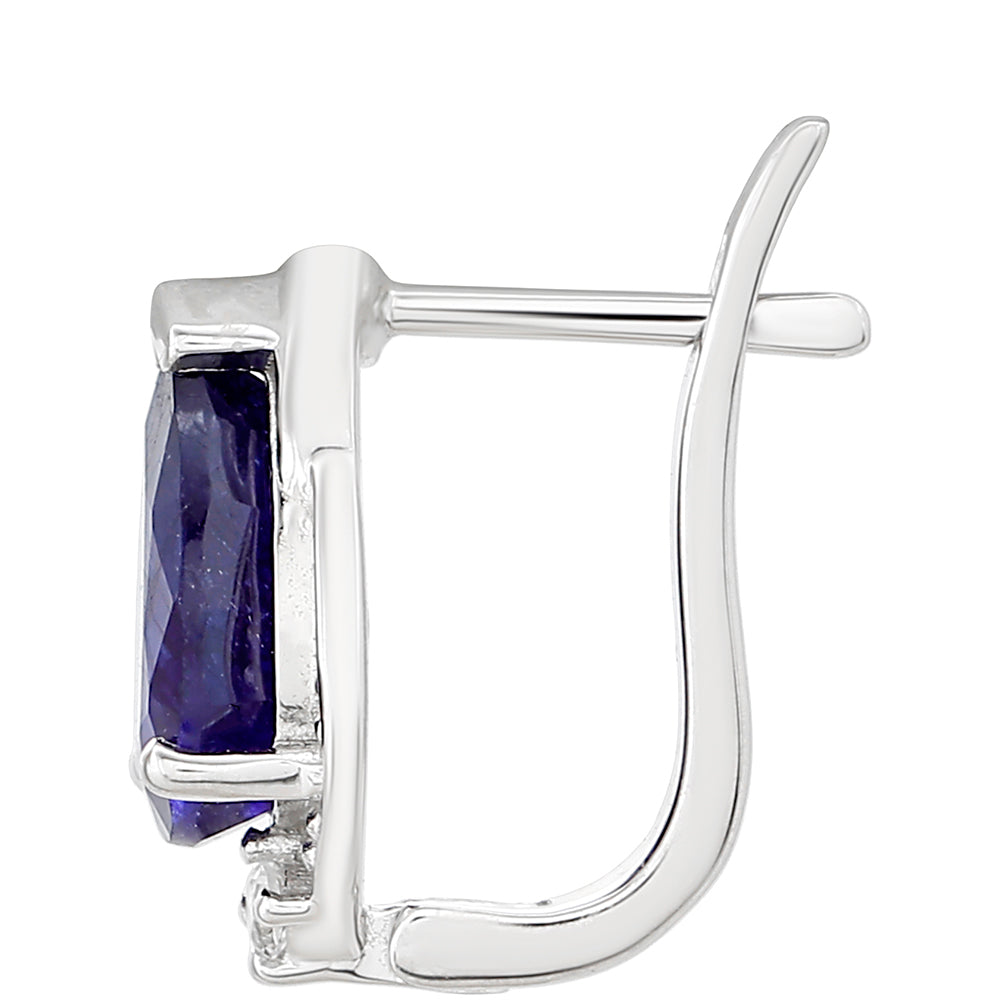 Cercei din Argint 925 ( 2.12 grame ) cu Safir Thailandez și Topaz Alb 4.76 Carate 2 