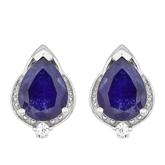 Cercei din Argint 925 ( 2.12 grame ) cu Safir Thailandez și Topaz Alb 4.76 Carate