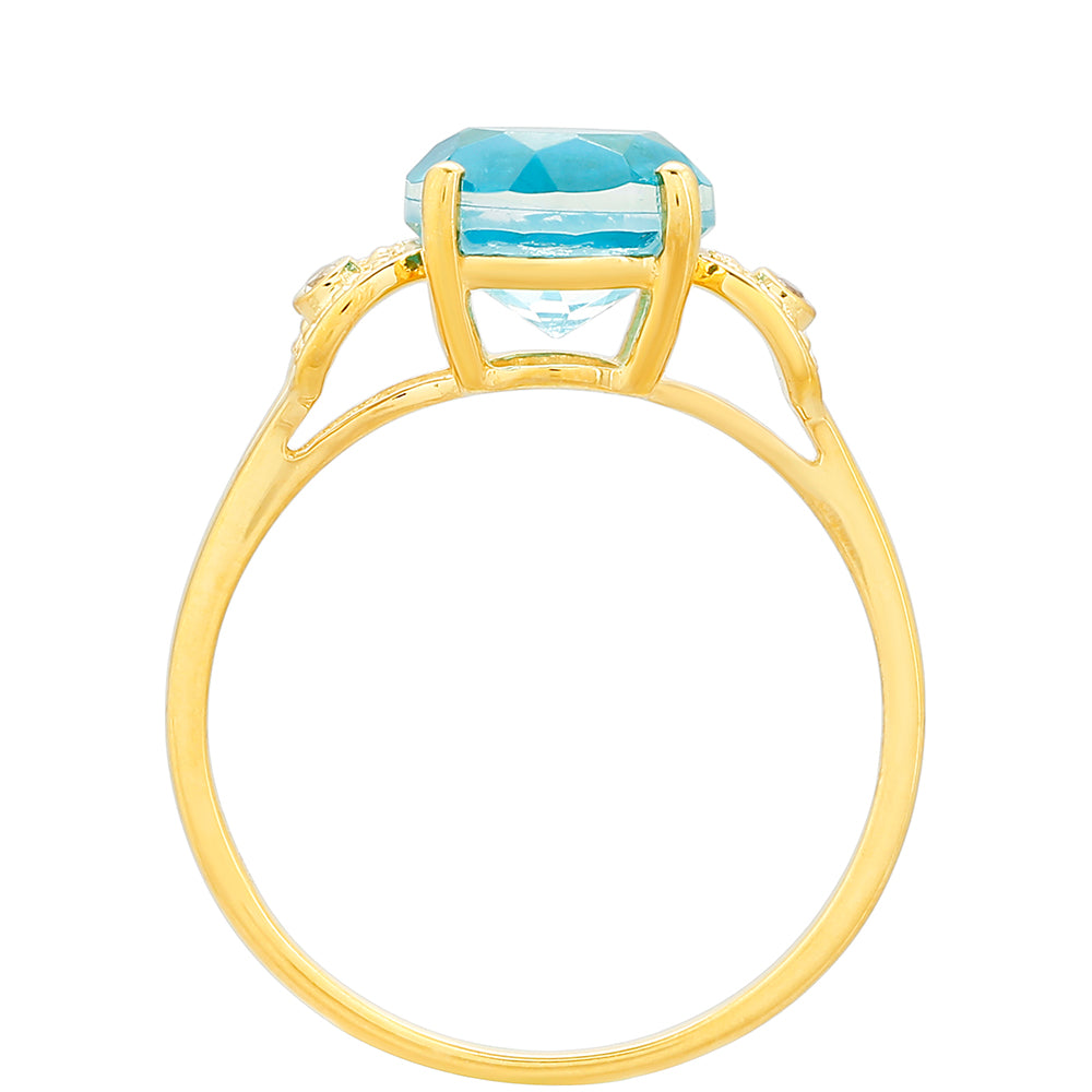 Inel din Argint 925 Placat cu Aur ( 1.53 grame ) cu Cuarț Paraiba și Topaz Alb 2.19 Carate 4 