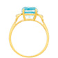 Inel din Argint 925 Placat cu Aur ( 1.53 grame ) cu Cuarț Paraiba și Topaz Alb 2.19 Carate