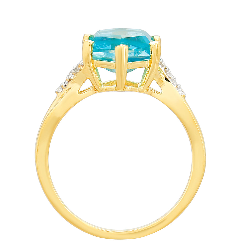 Inel din Argint 925 Placat cu Aur ( 2.14 grame ) cu Cuarț Paraiba și Topaz Alb 1.91 Carate