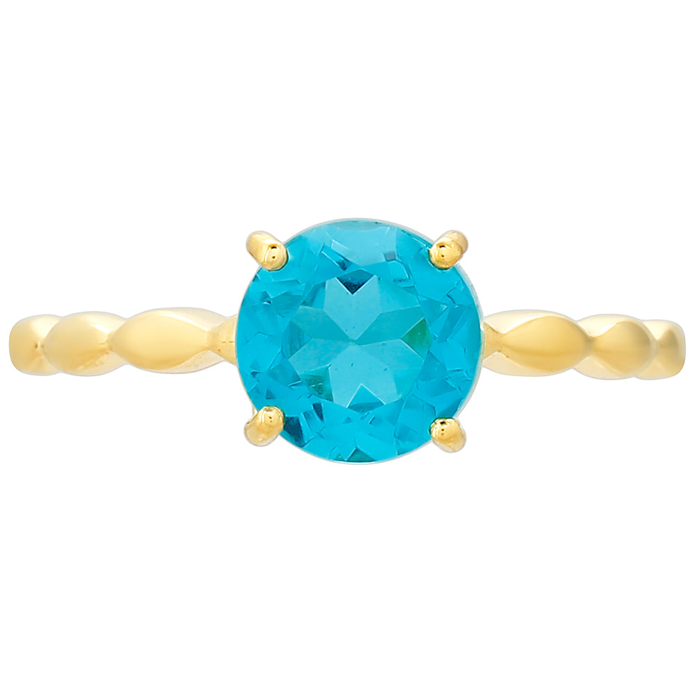 Inel din Argint 925 Placat cu Aur ( 1.58 grame ) cu Cuarț Paraiba 1.52 Carate 1 