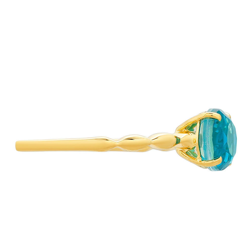 Inel din Argint 925 Placat cu Aur ( 1.58 grame ) cu Cuarț Paraiba 1.52 Carate 2 