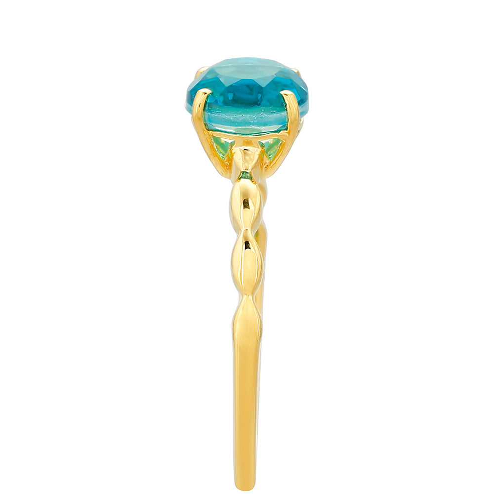 Inel din Argint 925 Placat cu Aur ( 1.58 grame ) cu Cuarț Paraiba 1.52 Carate 3 