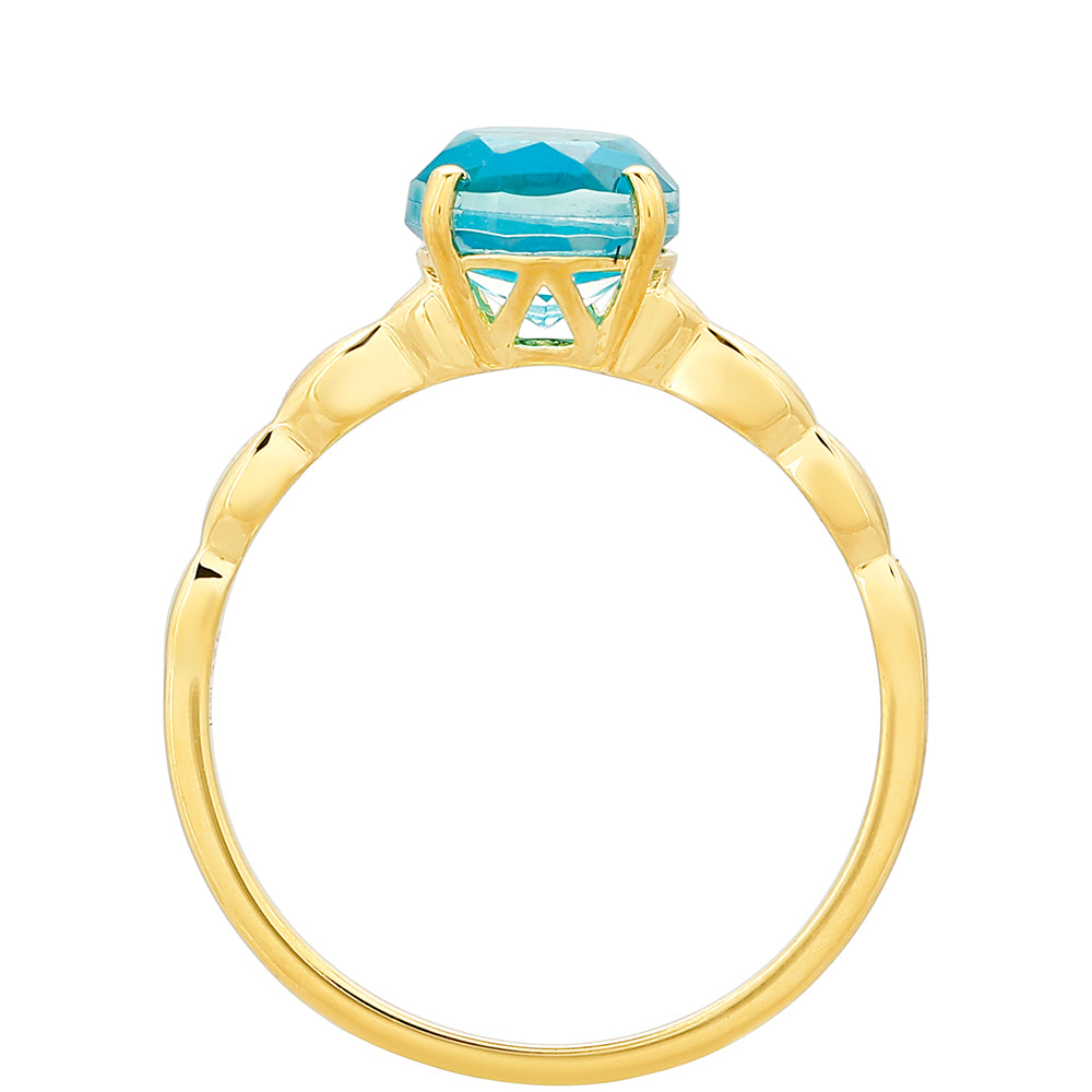Inel din Argint 925 Placat cu Aur ( 1.58 grame ) cu Cuarț Paraiba 1.52 Carate 4 