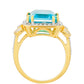 Inel din Argint 925 Placat cu Aur ( 3.78 grame ) cu Cuarț Paraiba și Topaz Alb 8.3 Carate
