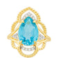 Inel din Argint 925 Placat cu Aur ( 3.41 grame ) cu Cuarț Paraiba și Topaz Alb 4.31 Carate