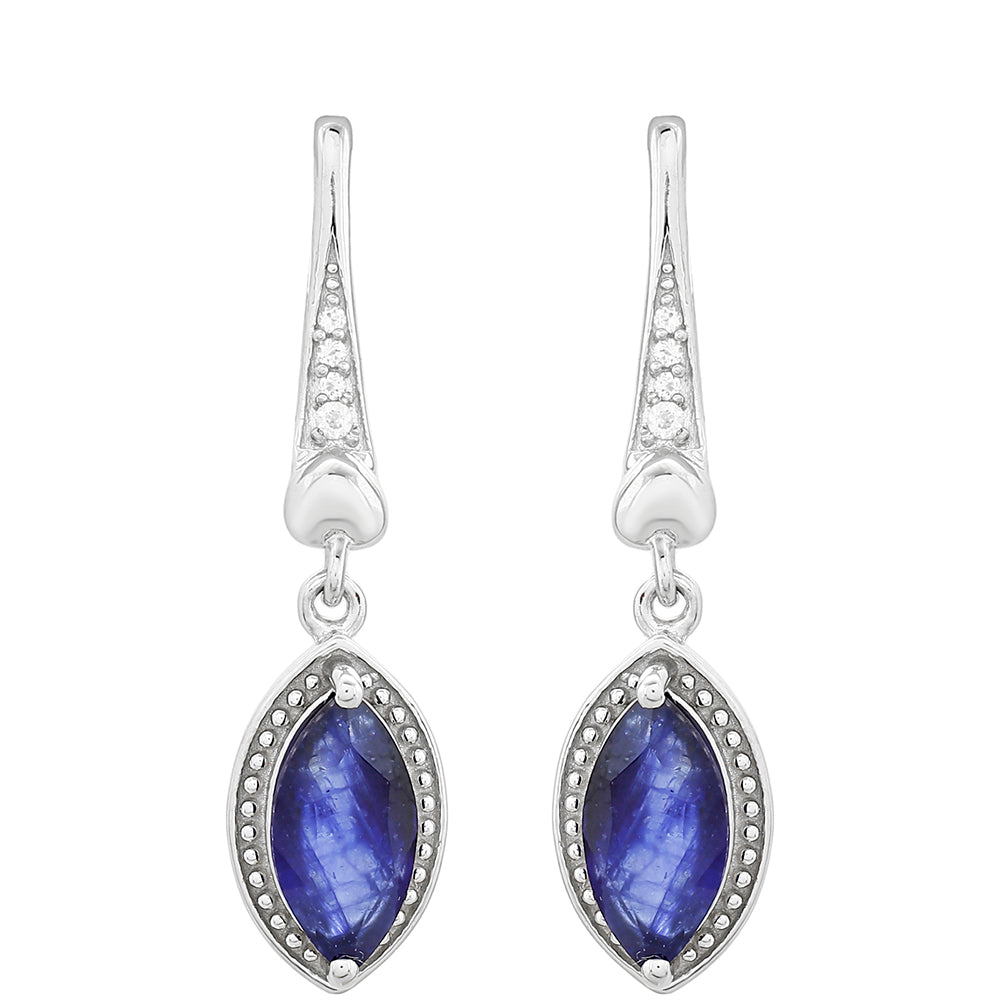 Cercei din Argint 925 ( 2.71 grame ) cu Safir Thailandez și Topaz Alb 3.26 Carate