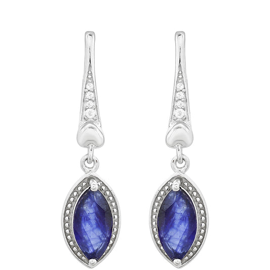 Cercei din Argint 925 ( 2.71 grame ) cu Safir Thailandez și Topaz Alb 3.26 Carate