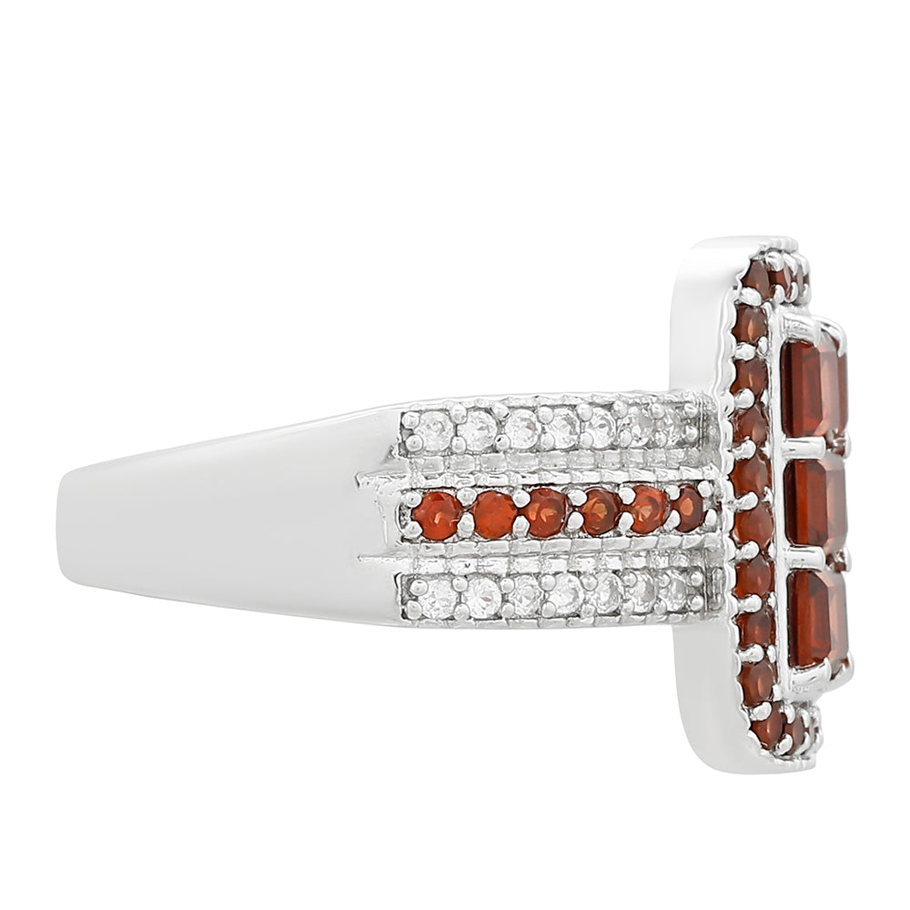 Inel din Argint 925 ( 3.91 grame ) cu Granat și Topaz Alb 2.05 Carate