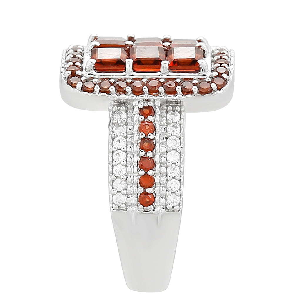 Inel din Argint 925 ( 3.91 grame ) cu Granat și Topaz Alb 2.05 Carate