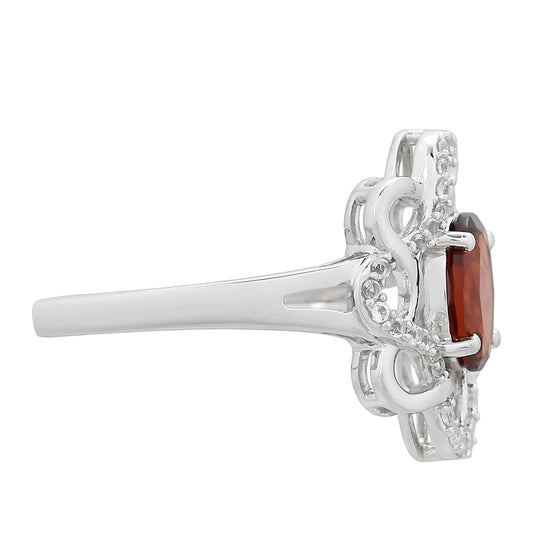 Inel din Argint 925 ( 2.69 grame ) cu Granat și Topaz Alb 1.55 Carate