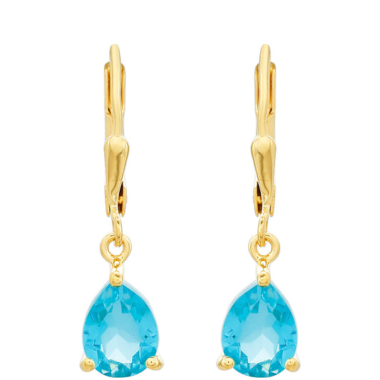 Cercei din Argint 925 Placat cu Aur ( 1.41 grame ) cu Cuarț Paraiba 2.61 Carate