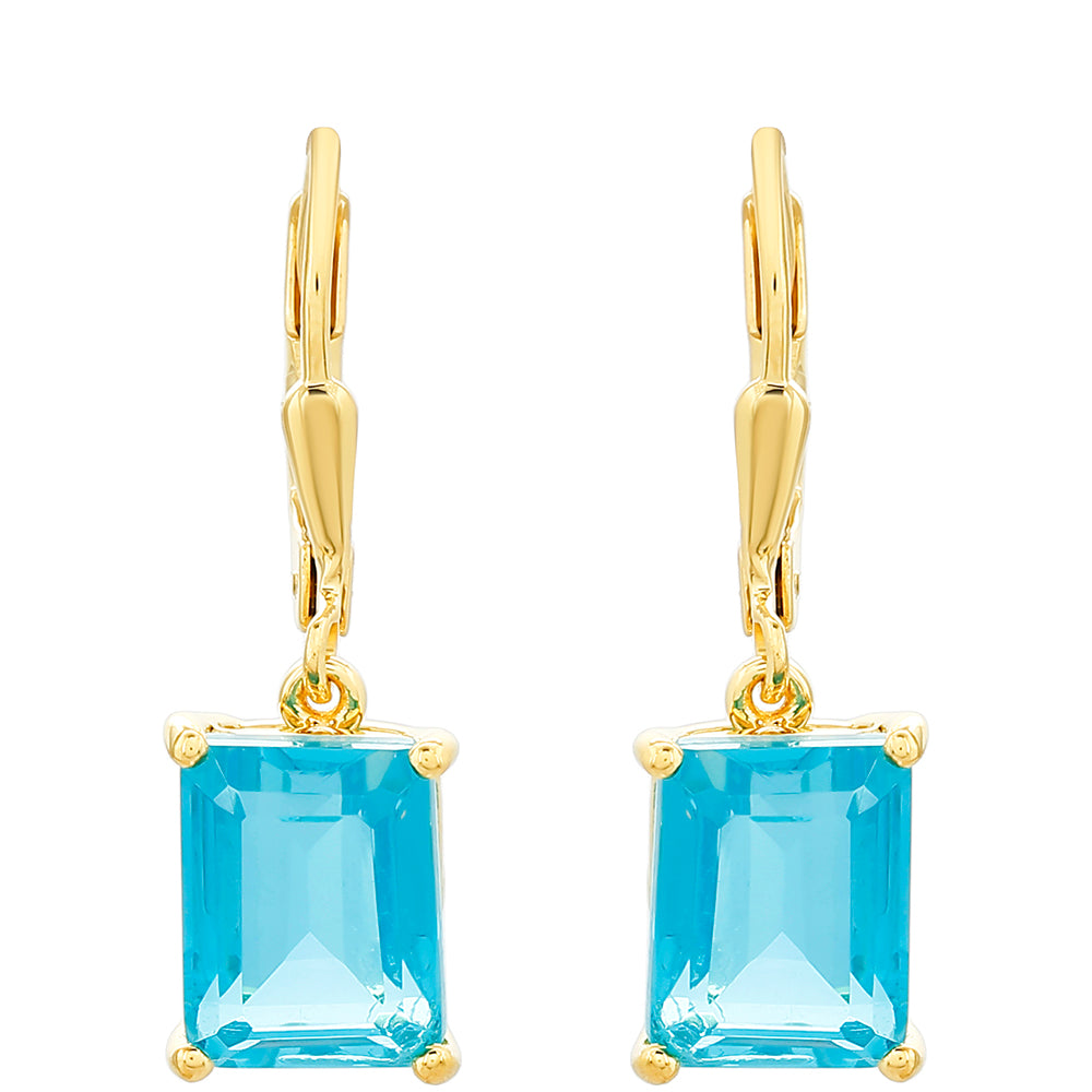 Cercei din Argint 925 Placat cu Aur ( 1.93 grame ) cu Cuarț Paraiba 5.19 Carate