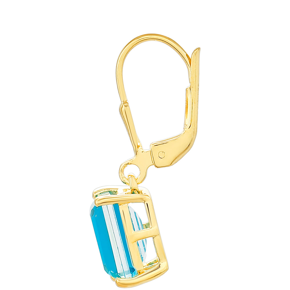 Cercei din Argint 925 Placat cu Aur ( 1.93 grame ) cu Cuarț Paraiba 5.19 Carate 2 