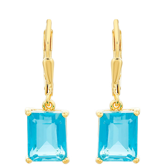 Cercei din Argint 925 Placat cu Aur ( 1.93 grame ) cu Cuarț Paraiba 5.19 Carate