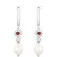 Cercei din Argint 925 ( 2.41 grame ) cu Granat și Perlă de Apă Dulce Albă 4.28 Carate