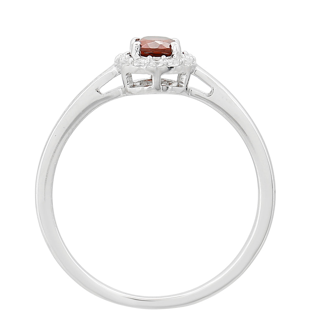 Inel din Argint 925 ( 1.57 grame ) cu Granat și Topaz Alb 0.57 Carate 4 