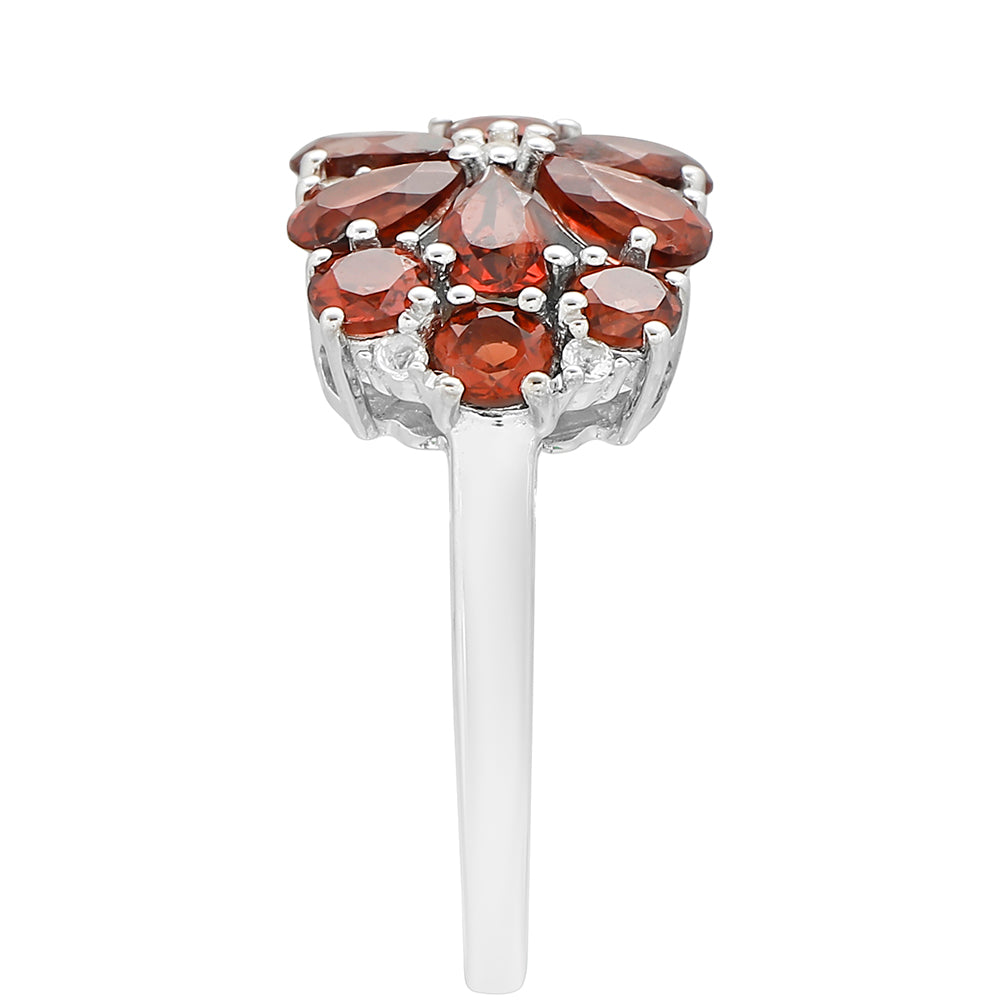 Inel din Argint 925 ( 2.55 grame ) cu Granat și Topaz Alb 2.64 Carate 3 