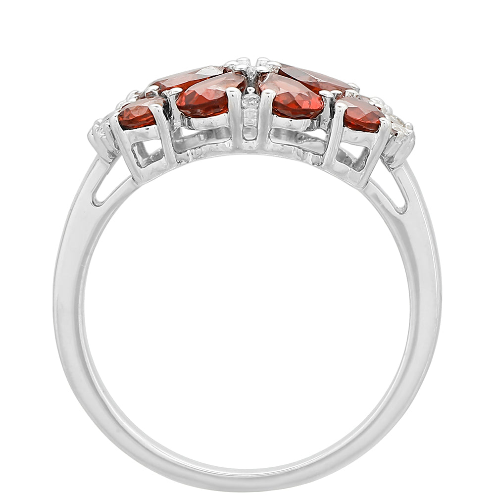 Inel din Argint 925 ( 2.55 grame ) cu Granat și Topaz Alb 2.64 Carate 4 