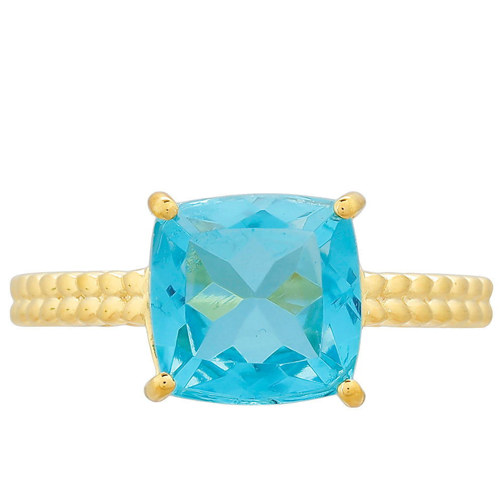 Inel din Argint 925 Placat cu Aur ( 2.54 grame ) cu Cuarț Paraiba 3.46 Carate 1 