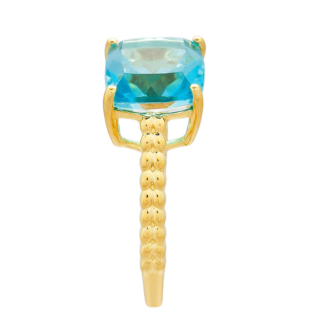 Inel din Argint 925 Placat cu Aur ( 2.54 grame ) cu Cuarț Paraiba 3.46 Carate 3 