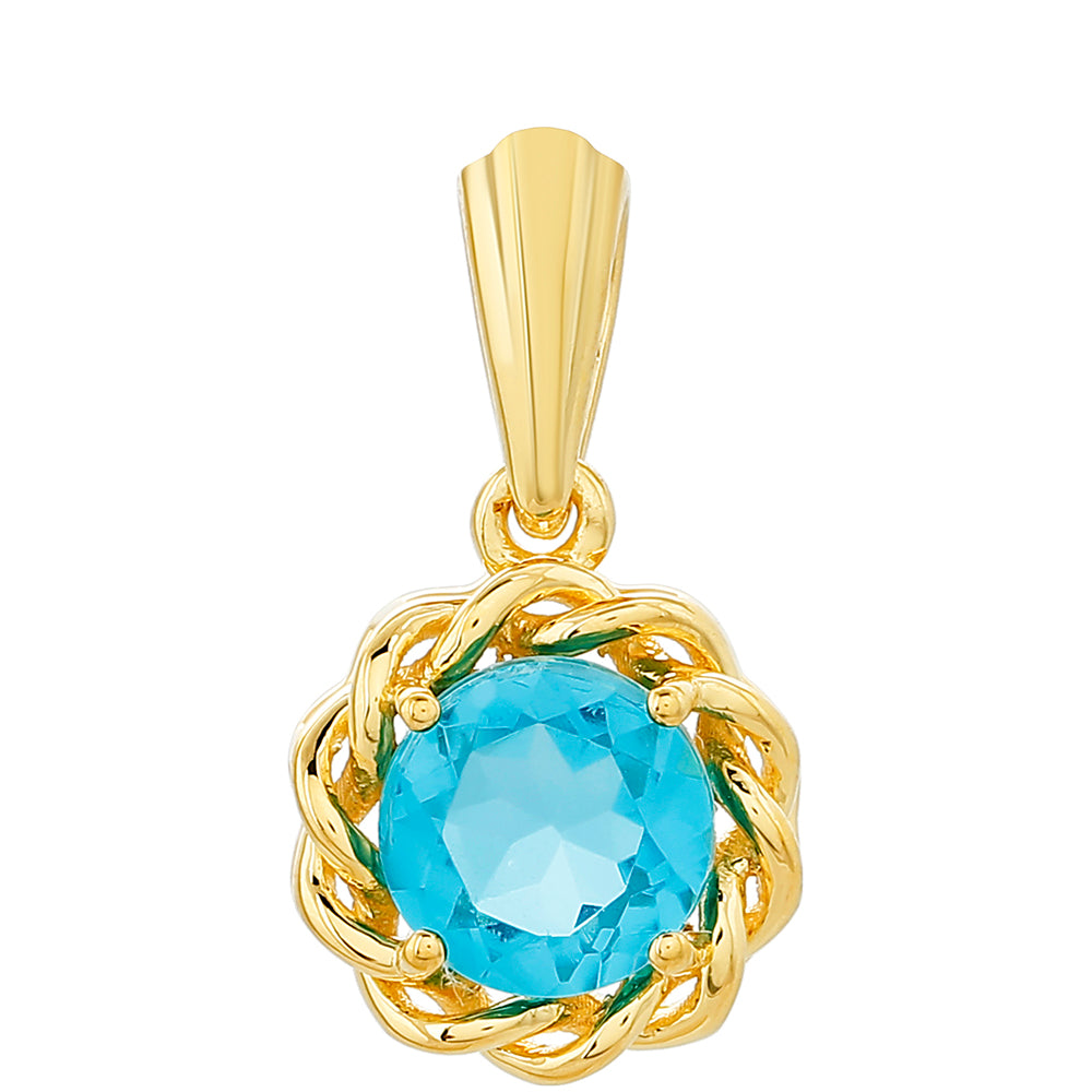 Pandantiv din Argint 925 Placat cu Aur ( 1.61 grame ) cu Cuarț Paraiba 1.53 Carate 1 