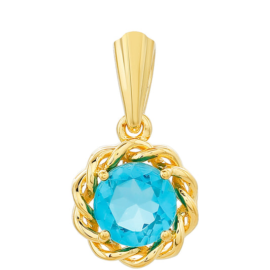 Pandantiv din Argint 925 Placat cu Aur ( 1.61 grame ) cu Cuarț Paraiba 1.53 Carate